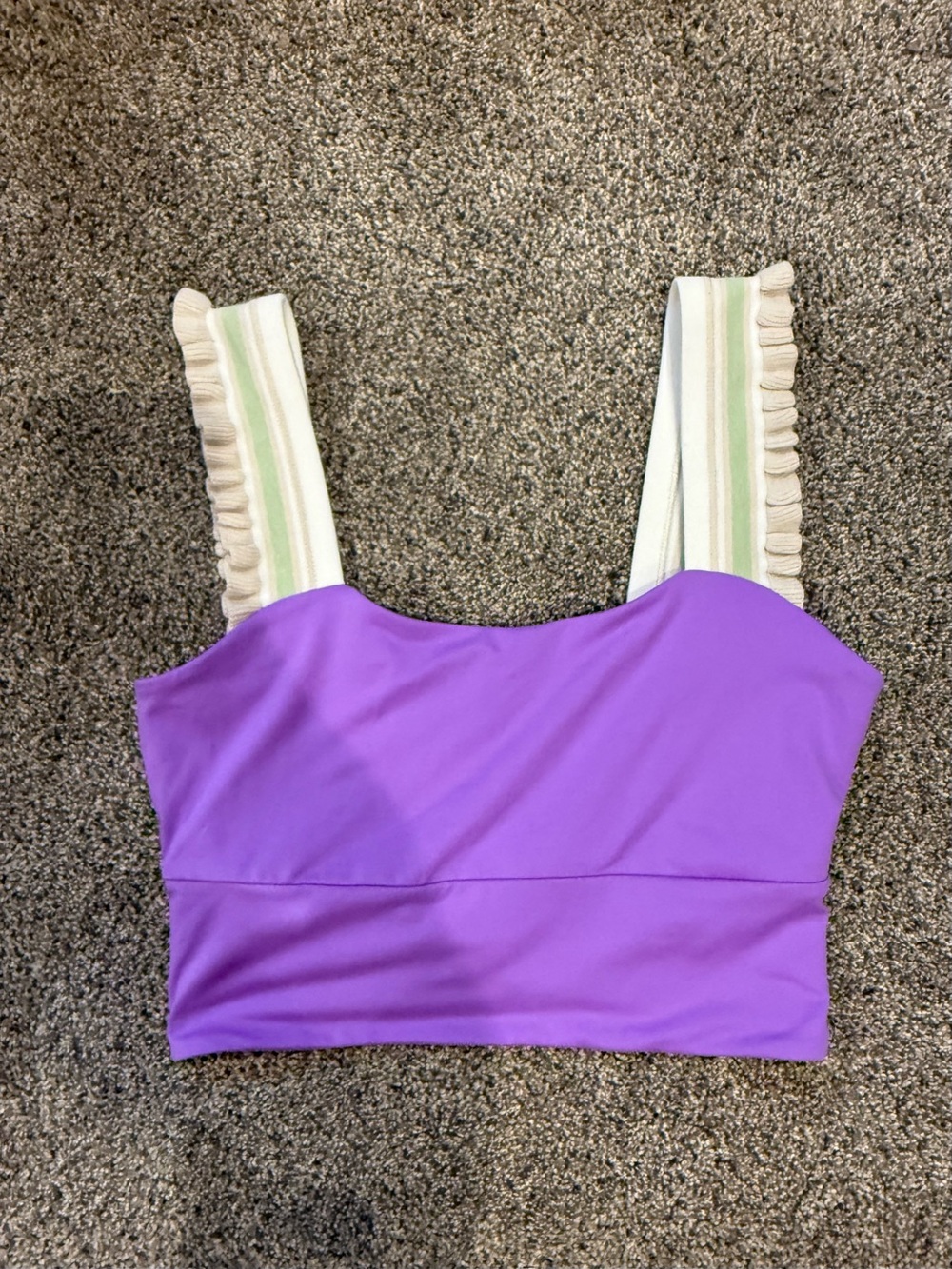 Free People Lavender Crop Top/Bra with Striped Ruffle Straps